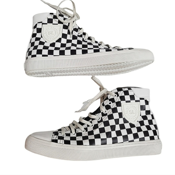 Saint Laurent Sneakers Women's Checkerboard Hightop Leather - Picture 8 of 12